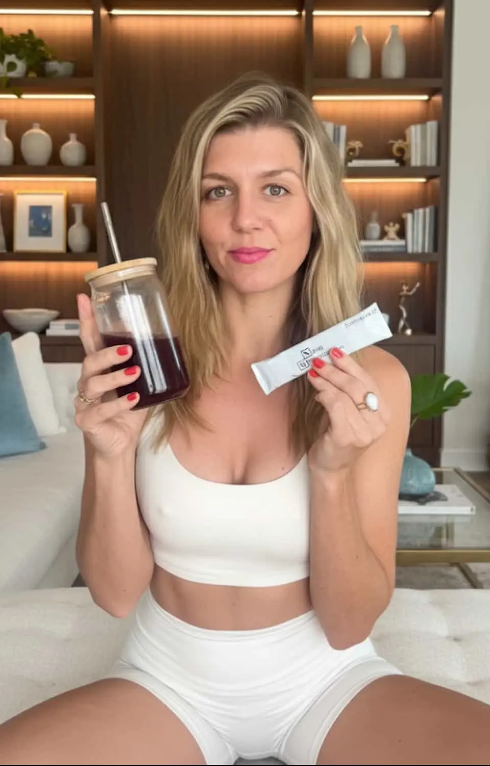 Lucy enjoying a healthy smoothie